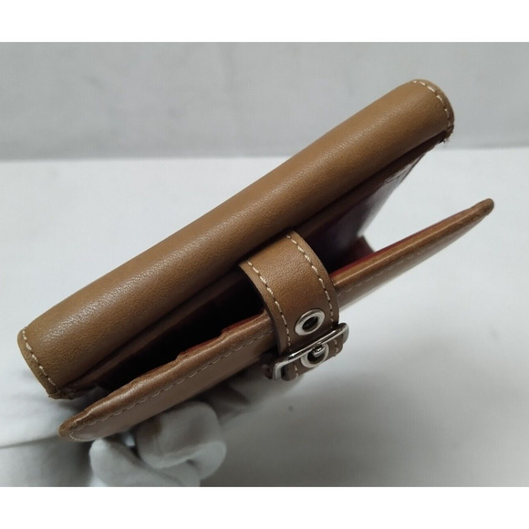 Coach Brown Leather Buckle Credit Card ID Window Bifold Square Wallet - Vintage - Picture 4 of 14